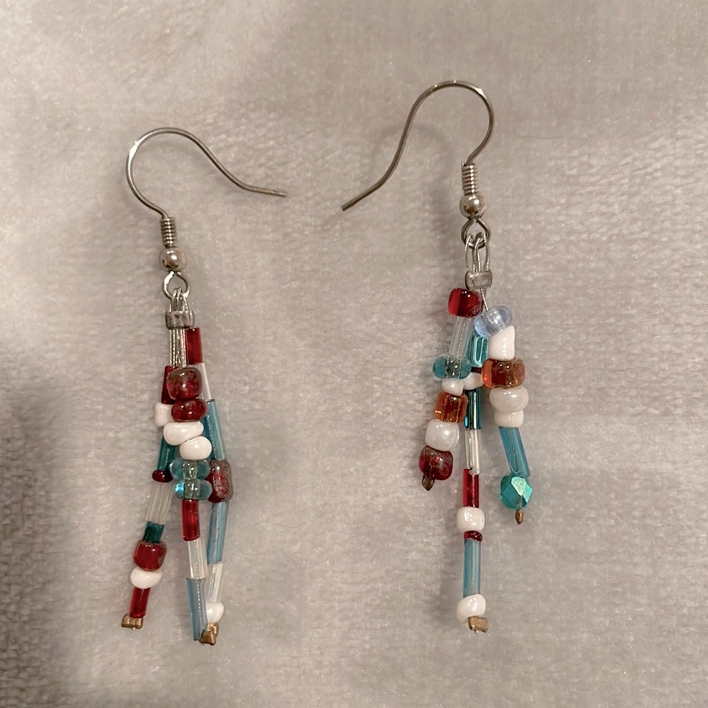 Christmas handmade dangly earrings